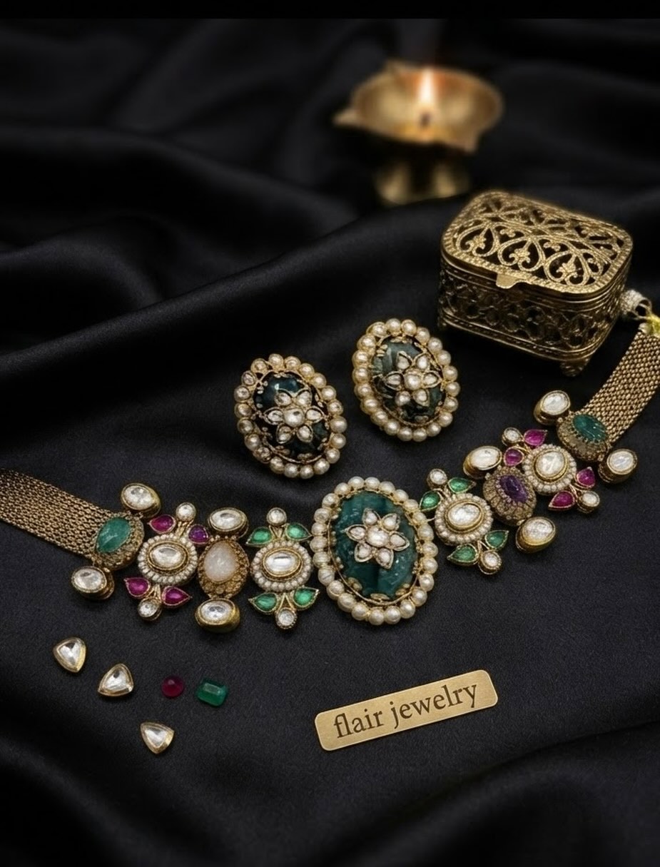 Traditional necklace set with a modern fusion
