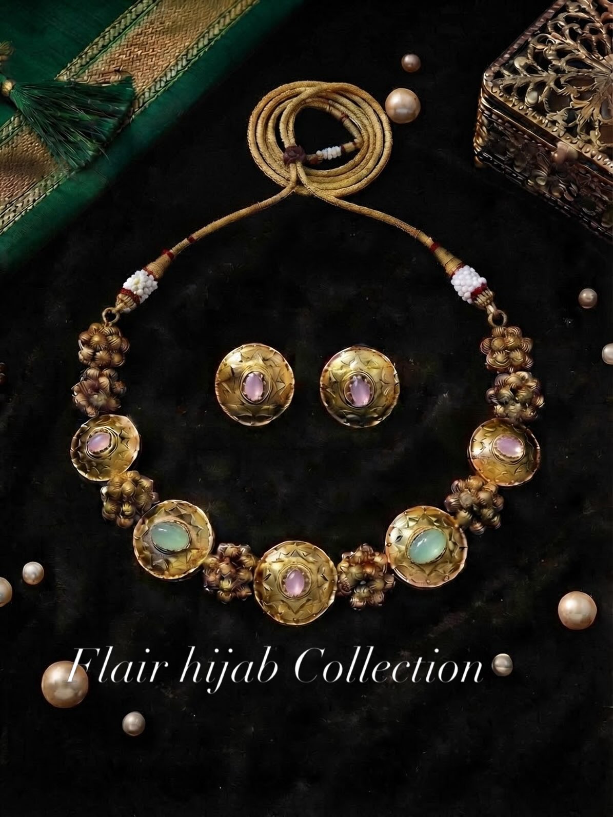 Gold-plated floral jewelry set